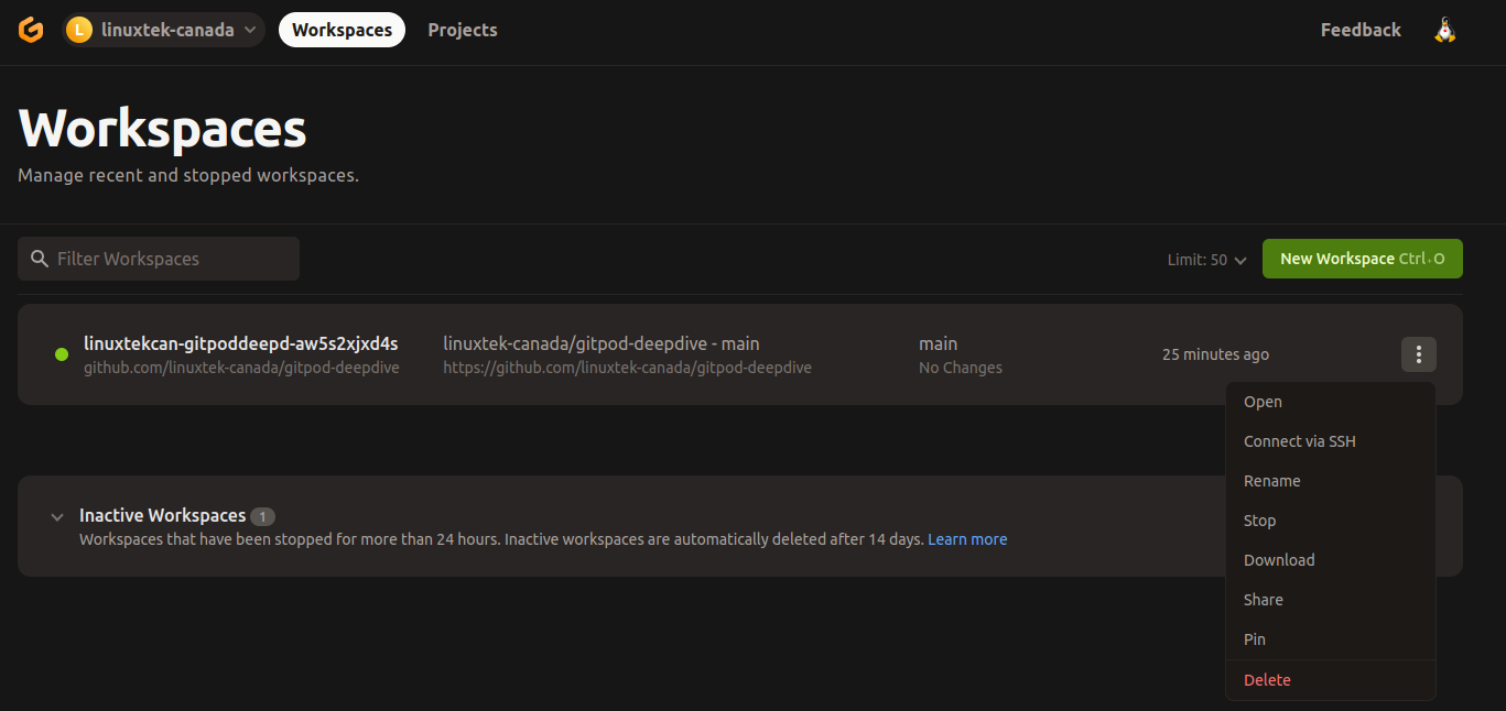 Diving Deeper – Gitpod Cloud Development Environment – LinuxTek Canada